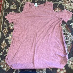 Women's Pink Cold Shoulder Top